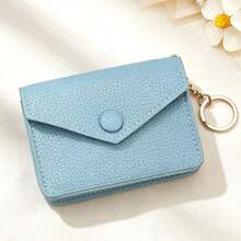 Minimalist Coin Purse, Portable Key Ring Coin Bag, Soft Lychee Texture Feel, Multi-Functional Large Capacity Coin & Card Holder, Card Wallet - Multicolor - View 7