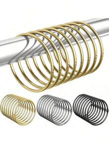 10/30/50 Pcs Shower Curtain Rings, Rustproof Bathroom Shower Curtain Hooks, Round Decorative Shower Curtain Rings And Hooks, Curtain Metal Shower Rings, Loose Leaf Ring Inner Diameter 2 Inches (Approx. 5 Cm), (Gold, Silver, Black) - Multicolor - View 3