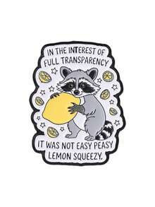 Cute Raccoon Holding Lemon Enamel Pin Funny Cartoon Animal Lemon Star Lapel Badge For Backpack Jacket Decor - Multicolor - View 10