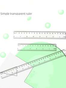 1/4/6pcs Transparent Ruler, Clear And Precise Scale, 15/20cm, Smooth Edges, Plastic Material, Simple And Portable, Suitable For Homework, Geometry Drawing, Office Measurement, School Supplies, Ruler, Christmas Learning Gift - Transparent - View 2