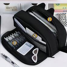 Cute 3D Black Cat Pencil Case - Large Capacity Polyester Student Supplies, Cute Cat Lover Gift, Suitable For Students And Office (Paw Design) - Multicolor - View 7