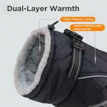 Metglad Dog Winter Coat, Quilted Fleece‑Lined Pet Jacket, Adjustable High‑Collar Dog Jacket With Leash Attachment D‑Ring, Belly‑Coverage Snow Suit For Small, Medium & Large Dogs - Black - View 10