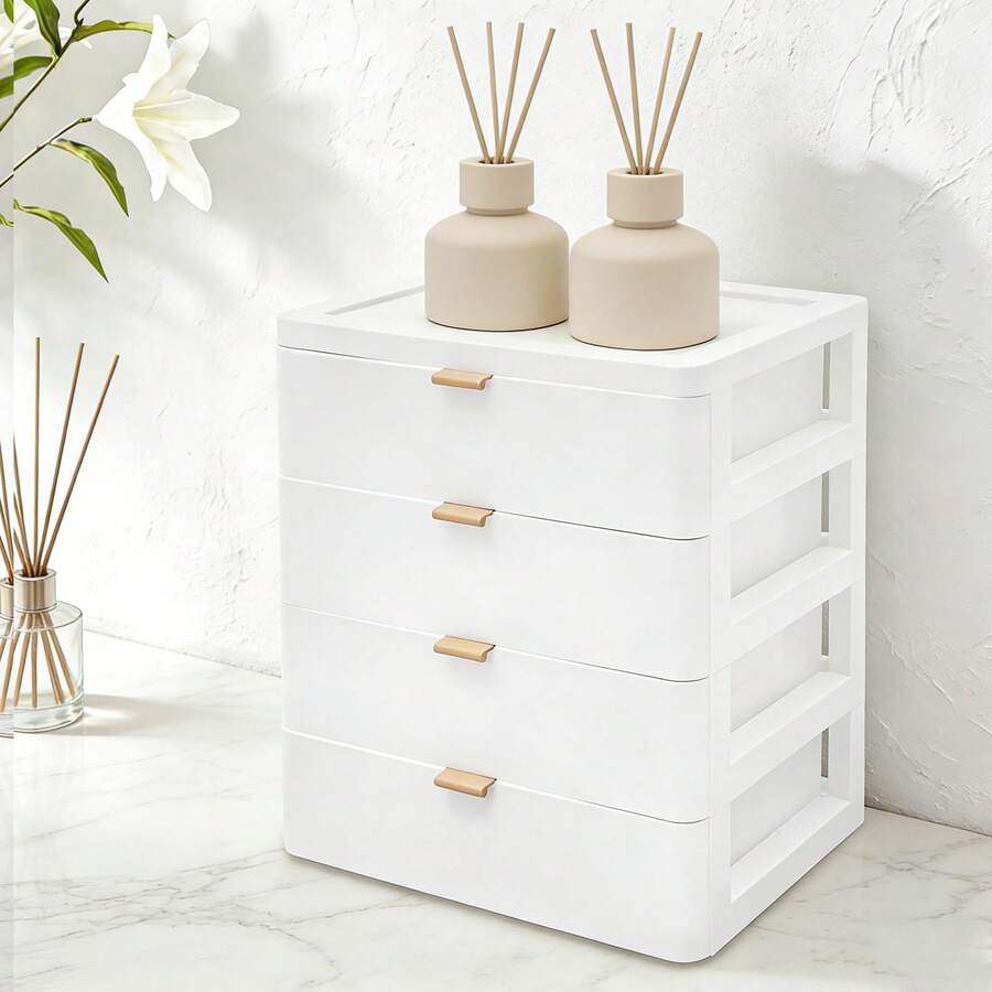 Tabletop Mount Storage Box Desk Organizer With Drawer 26*20.2*29cm For Office - White - View 1