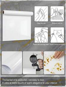 1 Roll White Self-Adhesive Wallpaper For Kitchen, Tear And Stick, Scratch-Resistant, Oil-Proof, Heat-Resistant, Suitable For Walls, Cabinets, Tables, Chairs, Wardrobes - White - View 8