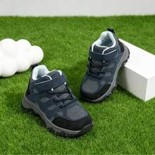 1 Pair Kids' Patchwork High-Top Outdoor Hiking Boots, Suitable For Mid-To-Large Children For Autumn/Winter - Navy Blue - View 1