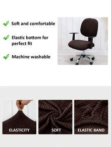 2pcs/Set (Backrest Cover + Seat Cushion Cover) Solid Color Jacquard Separate Office Chair Cover, Modern Style Elastic Polyester Separate Office Chair Cover, Suitable For Office, Study, Home Use, All Seasons - Coffee Brown - View 7