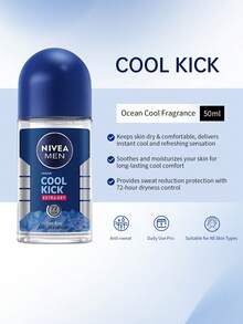 NIVEA 男士 72H Cool Kick 極乾爽藍色滾珠止汗除臭劑 50ml 長效身體除臭劑，適合日常使用 - Cool Blue Scent 50ml - 查看 2