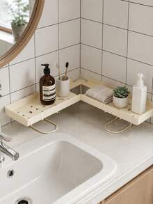 Over‑The‑Faucet Sink Organizer Rack, 90‑Degree Foldable Design Countertop Space And Keeps Sink Tidy, Holds Soap Dispenser, Toothbrushes, Toothpaste And Small Bathroom Supplies, Perfect For Bathroom Sink, Household Washroom Dorm Use - Multicolor - View 5