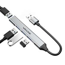 USB 3.0 Hub WAVLINK, 4-Port USB Splitter With 1x 5Gbps + 3x 480Mbps, Aluminum Ultra-Slim Portable Adapter For Laptops/PCs, Plug & Play - View 2