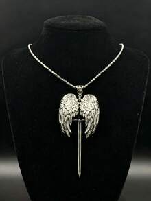 Personalized Street Style Punk Gothic Dark Angel Sword Vintage Hip Hop Pendant Necklace - Silver - View 3