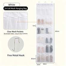 Over-The-Door Hanging Storage Bag With Metal Hooks, 28 Deep Mesh Pockets Closet Door Organizer, Multi-Functional Hanging Shoe Rack, Suitable For Shoes, Socks, Bras, Underwear And Small Household Items - Multicolor - View 6