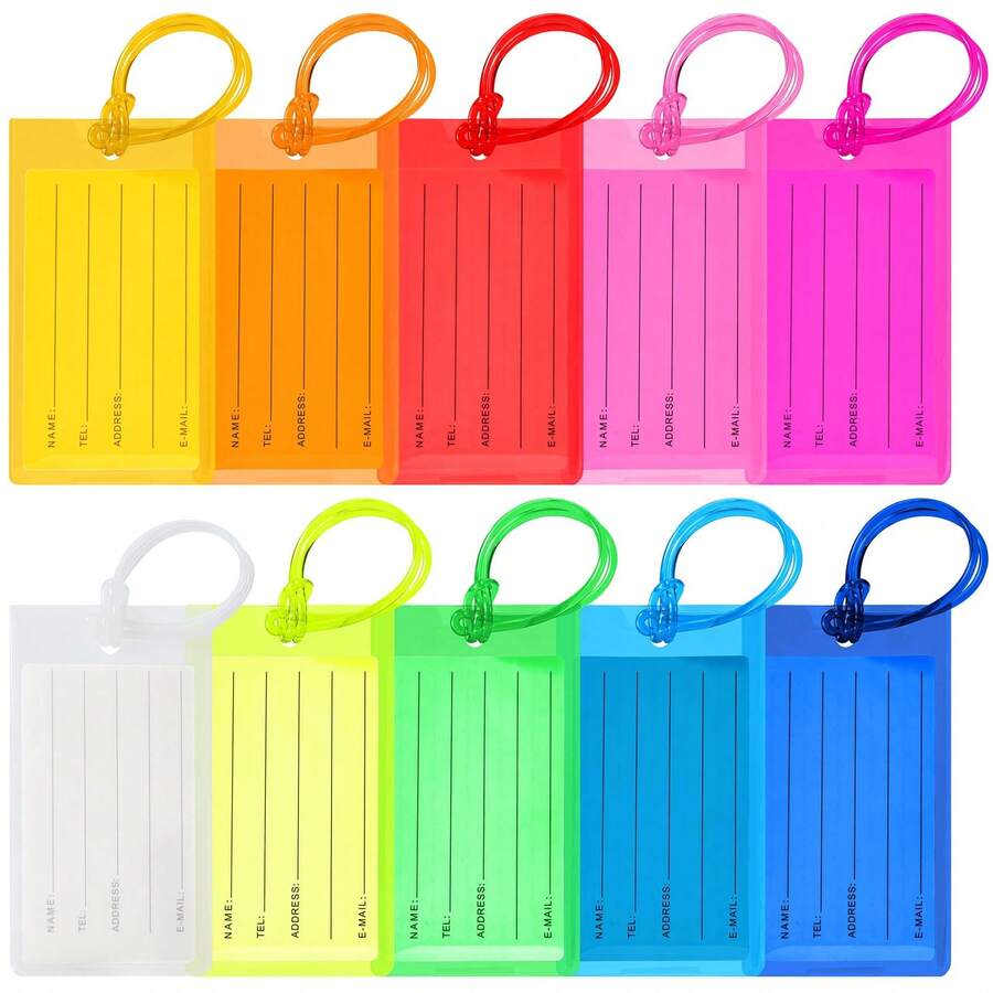 Colorful Semi-Transparent Luggage Tag Lanyard PVC Transparent Rope Travel Suitcase Information Tag Hanging Rope Boarding Pass Lanyard - View 1