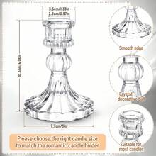 4 Clear Glass Candlestick Holders, Vintage Embossed Crystal Glass Candlesticks, Candlestick Set, Crystal Taper Candle Holders, For Dining Table, Wedding, Party, Church Decor, Home Decor - A-Transparent - View 3