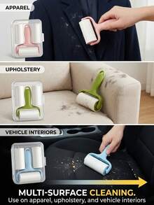 One Convenient Mini Lint Roller Set - 1 Handle + 3 Replacement Rollers, Strong Adhesion, Suitable For Pet Hair Removal, Reusable Handle, No Electricity Required, Suitable For Pets/Clothes/Car Carpets/Car Seats, Christmas Gift, Car Accessories. - Multicolor - View 5