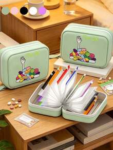 Pill Organizer Box Set, I'm OK Print Pill Organizer Bag, 7-Day Large Capacity Pill Storage Box With 2 Compartments Per Day, Multi-Layer Medication Storage Bag, 14 Colorful Compartments, Reusable Travel Medication Storage Bag, Suitable For Supplements And Small Daily Items, Ideal For Health-Conscious And On-The-Go Users, Essential Medical Accessory, Dormitory Necessity, Back To School Essential, Teacher's Day Gift, Back To School Gift - Multicolor - View 1