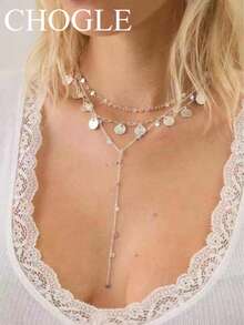 CHOGLE Boho Multi Layered Coin Pendant Necklace, Dainty Adjustable Disc Choker Neck Chain, Fashion Layering Statement Jewelry For Women Daily Dating Party - Necklace Set - View 1