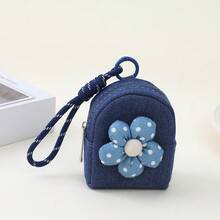 Cute Denim Mini Coin Purse, 3D Flower Decor Zipper Wallet, Portable Keychain Pouch, Small Earphone Storage Bag For Women Girls Gift - Multicolor - View 11