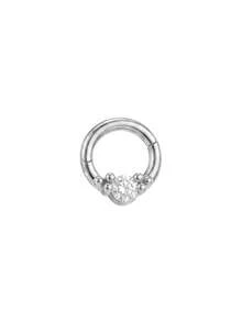1pc 925 Sterling Silver Round Zirconia Seamless Hoop Earring – Cartilage Ring, Helix Ring, Nose Ring, Septum Ring, Seamless Clicker Earring, Mini Earring, Tragus Ring, Cartilage Piercing Ring, Silver Seamless Cartilage Earring, Suitable For Men And Women Daily Wear - Seamless Round Stone - View 10