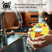 Christmas Hot-Selling 9pcs Christmas Coasters, Cute Cartoon Santa Claus, Snowman, Reindeer, Gingerbread Man, Puppy, Tree PET Water Cup Coasters, Suitable For Home Kitchen Dining Table Party, Winter Holiday, Protect Tabletop Decor, Christmas Decoration Gift - Multi-color LDX2662 - View 2