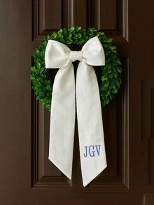 Personalized Letter Wreaths And Sashes, Custom Front Door Wreaths And Sashes, Custom Initial Letter Door Decorations, Embroidered Front Door Bows, Letter Wreath Ribbons, Wreath Scarves, Suitable For Christmas, Parties, Weddings, And Home Decor. - Multicolor - View 8