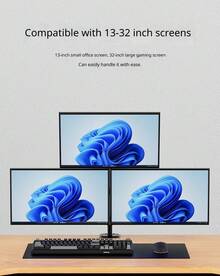Lenovo A730 3-Arm Gas Spring Ergonomic Desktop Monitor Mount, Fully Adjustable Rotating VESA Bracket With Cable Management, Space-Saving Home Office Large Screen Monitor Stand - View 4