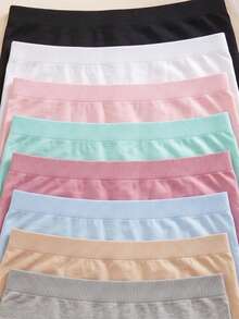 8pcs Girls Seamless Shortie Panties Mid Waist Heart Lace Trim Basic Underwear Back To School Multicolor - Multicolor - View 4