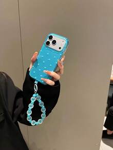New Blue Polka Dot Phone Case Compatible With Apple 17 Pro Max, 16, 15 Pro, Unique High-End Niche Design With Crossbody Strap, Full Coverage Protective Cover For Women - Blue - View 1