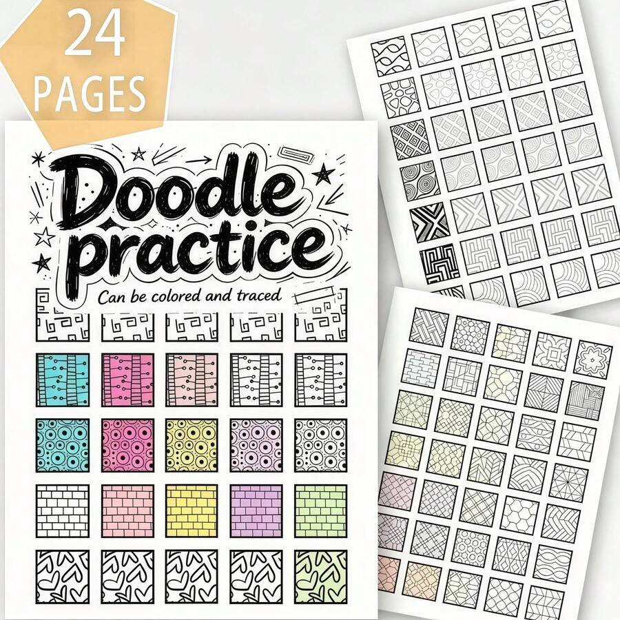 1 Buku Mewarnai Seni Zen Doodle Mini, 24 Halaman Satu Sisi, Pola Dasar Zen Doodle yang Ringkas dan Indah, 3-in-1: Menjiplak, Mewarnai, dan Mendesain Pola Kreatif. Tata Letak Blok Mini, Pola Individual Kecil untuk Pengalaman Santai, Buku Mewarnai untuk Meredakan Kecemasan dan Melatih Fokus, Kreasi Seni Santai dengan Gambar Tangan, Pilihan Hadiah Ulang Tahun, Pertemuan Keluarga, Pesta Liburan. - Buku Mewarnai Doodle Artistik - View 1