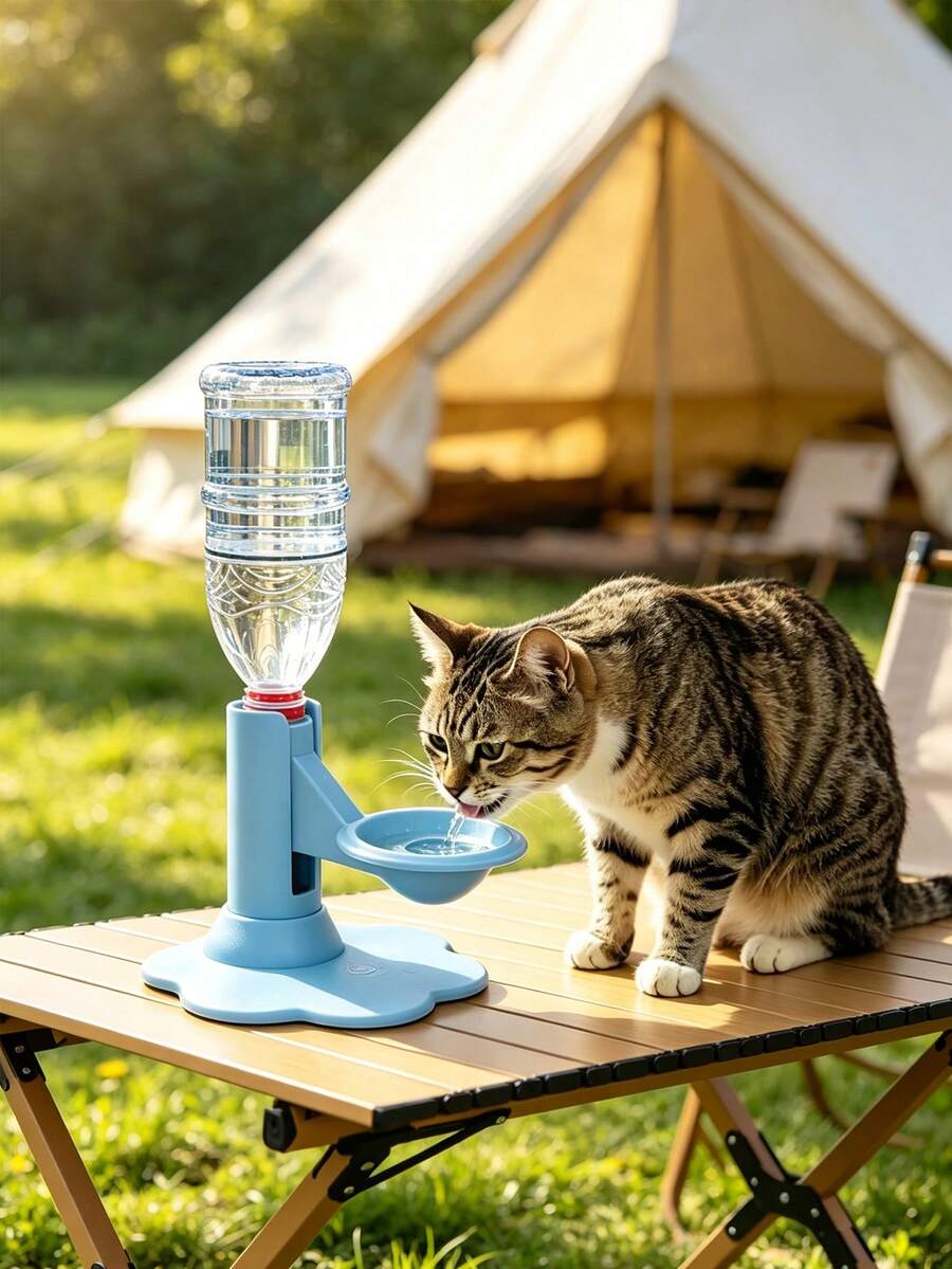 1/2PCS High-Capacity Cat Water Dispenser Stand, Elevated Gravity Water Bowl With Refill Bottle | Adjustable Spill-Proof Cat Water Feeder For Cats And Small Dogs, Detachable Easy-Clean Pet Water Dispenser Stand Large Capacity - 500ml - View 1