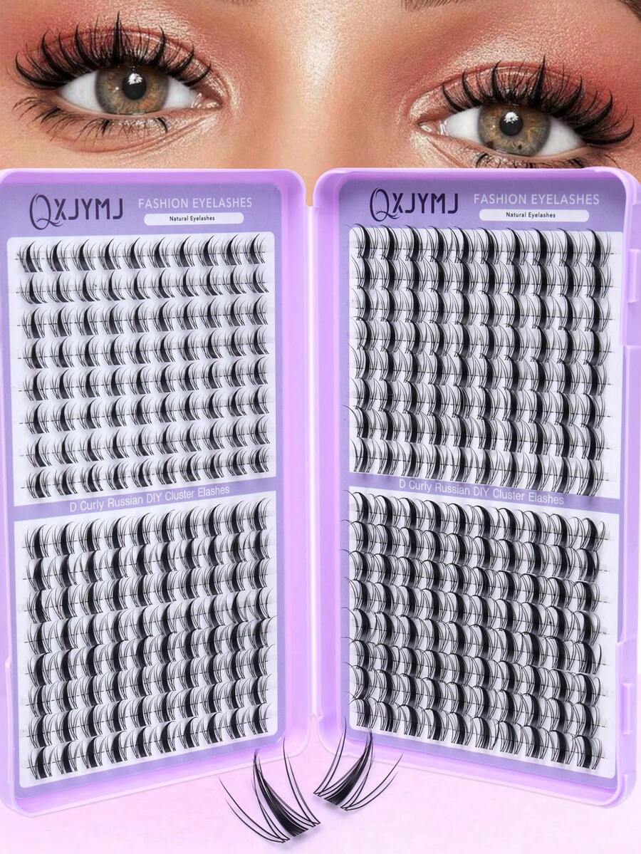 320 Clusters Flat Top Autumn Leaf Style Eyelash Book, D Curl Russian DIY Cluster False Eyelashes, Large Capacity Dense Voluminous, Soft Lightweight Single Cluster Eyelashes, Reusable DIY Eyelash Extension Set, Suitable For Women - D - View 1