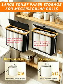 1pc Toilet Paper Storage Basket With Bamboo Lid, Wooden Bathroom Storage Rack, Easy Install Toilet Paper Holder, Home Kitchen Supplies, Bathroom Accessories Storage Rack, Toilet Paper Storage Box, Christmas, Autumn Bathroom Accessories - Multicolor - View 9