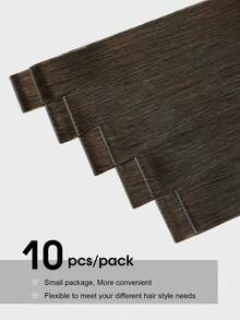 SUYYA 10pcs Dark Brown Seamless Invisible Hair Extensions Straight Human Hair Invisible Hair Patches - S2 - View 4