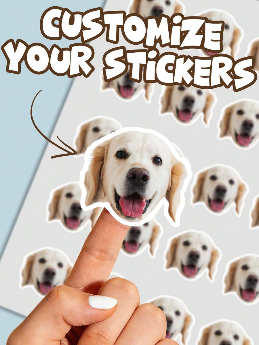 Custom Pet Portrait Stickers, Personalized Dog And Cat Face Photo Stickers, Waterproof Die-Cut Vinyl Decals In Multiple Sizes, Pet Photo Labels For Parties, Events, Gift Bags, Envelopes, Invitations, Scrapbooks, Tumblers, Laptops And DIY Crafts - Multi-color C - View 1