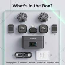 HITOZON Mikrofon Lavalier Nirkabel Profesional, Kompatibel dengan Sistem /Android - Pasang dan Mainkan, Dilengkapi dengan Kotak Pengisian Daya, Daya Tahan Baterai 30 Jam, Peredam Kebisingan Cerdas, Cocok untuk Perekaman Video, Vlog, dan Siaran Langsung. - View 3