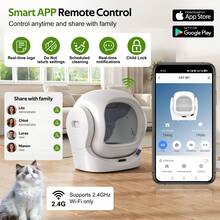 Flieks Self-Cleaning Cat Litter Tray, 65L Automatic Cat Litter Box For Multiple Cats, Multi-Litter Compatible, Infrared Sensor, Odor Eliminator, App Controlled With Child Lock - White B - View 7