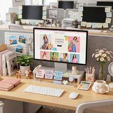 1pc-Monitor Memo Board Holder 13.8 Inch X 4.7 Inch, Office Organization Notepad Holder, Suitable For Computer Sticky Note Holder, Saves Space Under Monitor, Movable And Reusable, Suitable For Office And Home Desktop Decoration Screen Protector - A - View 7