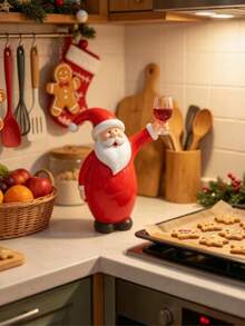 1pc Collectible Figurines Raising Cup Santa Claus Resin Ornament, White Beard Raising Cup Pose Santa Claus Statue, Christmas Theme Decoration, Suitable For Holiday Party Atmosphere Desktop Decor, Wine Cabinet, Entryway, Bookshelf, Office Desk Arrangement, Christmas Season New Year Gathering Dining Table Decoration, Suitable For Home Enthusiasts And Gift Buyers, Christmas Theme Home Decor Craft - 1PC - View 8