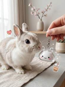 Pet Memorial Keepsake Keychain, Transparent Mini Glass Bottle Pendant With Clip, Cute Animal Memory Charm Gift, Suitable For Cat Dog Rabbit Lovers, Personalized Pet Memorial Accessory - White - View 4