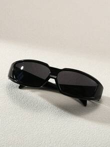 Y2K Wrap-Around Sport Glasses, Retro Futuristic Shades, Streetwear Accessories For Men & Women - Black - View 10