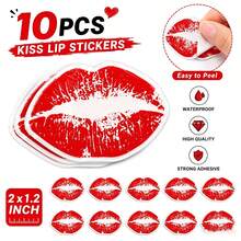 10Pcs Kiss Lip Stickers, Waterproof Strong Adhesive Red Lip Print Decals, Party Decorative Stickers For DIY Crafts Gift Envelope Festival Party Supplies - A - View 7