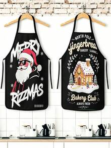 4pcs Christmas Cartoon Character Print Apron Set, Penguin Santa Snowman Elf Pattern Kitchen Cooking Baking Aprons For Holiday Party Home Decoration - Multicolor - View 13