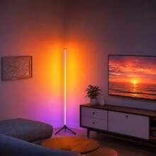 1PC Modern RGB LED Floor Lamp, 41 Inch Dimmable Multi‑Color Corner Ambient Light With Remote Control, USB Powered Plastic Standing Lamp For Living Room Bedroom Gaming Room Home Decor - Multicolor - View 3