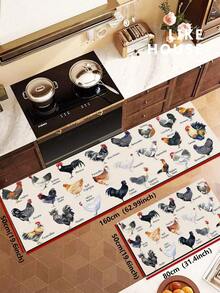 1/2pcs Vintage Diatomaceous Earth Mat, Hen Pattern, Super Absorbent, Non-Slip, Perfect For Bathroom, Kitchen And Dining Room, Quick Drying, Ideal Gift For Home Decor And Bathroom Mat - Multicolor - View 15