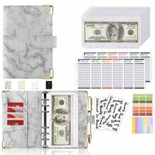 A6 Money Saving Organizer PU Leather Budget Binder Marble Notebook Budgets Planner Envelope Office School Supplies - A - View 15