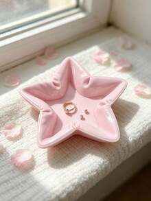 3D Printed Star Pleated Jewelry Tray, Ins Style Five-Pointed Star Ring & Earring Storage Dish, Desktop Decor Ornament, Gentle Style, Suitable For Vanity, Bedside Table, Makeup Desk, Both Storage Tray And Exquisite Desktop Soft Decoration - Multicolor - View 9