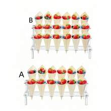 2-Tier/3-Tier Transparent Acrylic Ice Cream Cone Holder, Ice Cream Display Rack, Birthday Party Dessert Cone Display Stand - Clear - View 4