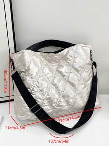 Premium Texture Large Capacity New Fashion Autumn/Winter Padded Shoulder Bag Commuter Casual Tote Bag - White - View 10