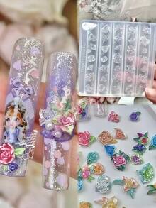 Vintage Cream Rose Nail Art Mold, Delicate Petal Silicone Nail Art Mold - Clear - View 2