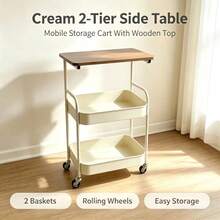 Multifunctional Easy Assembly Three-Tier Rolling Cart, Multifunctional Storage Rack, Snack Rack, Portable Wheels, Suitable For Use In The Kitchen, Home, Or Office, Office Storage And Organizing Rolling Cart - White - View 1