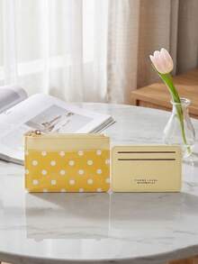 Dompet Koin Mini Polkadot, Dompet Kecil PU Modis, Tempat Kartu, Tas Penyimpanan Kartu Identitas, Organizer Polkadot Ultra Tipis Multi-Lapisan yang Dapat Dilepas - MultiWarna - View 6